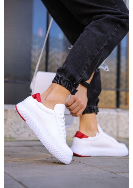 Felibord Bağcıklı Basic Erkek Sneaker Beyaz Kırmızı fırsatları