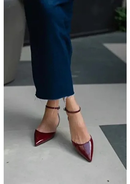 Kadın Bordo Babet 2cm Kısa Alçak Topuklu Günlük Kullanım Çok Rahat Ayakkabı