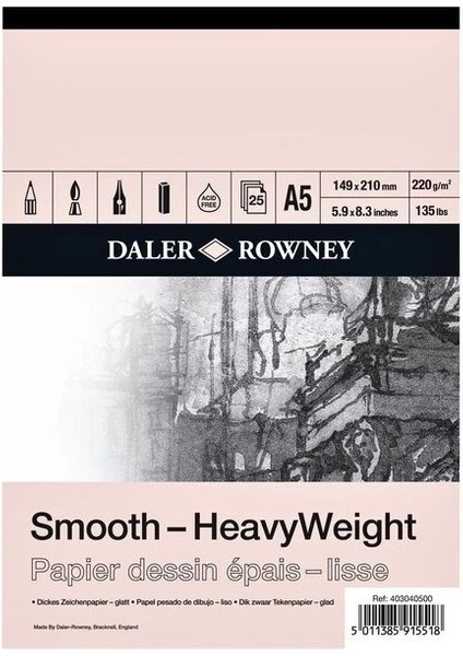 Smooth Heavyweight Sketchbook Eskiz Çizim Defteri 220 Gr. A5 25 Sayfa