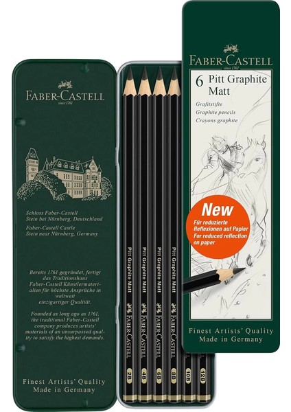 Pitt Graphite Matt Dereceli Kalem Eskiz Çizim Seti 6'lı