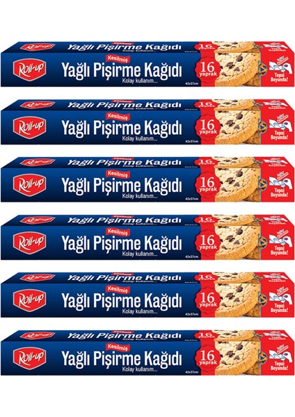 Kesilmiş Yağlı Pişirme Kağıdı 16 Yaprak 6lı Kutu Set
