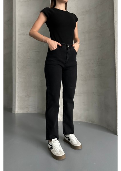 Siyah Boy Fit Kesik Paça Jean Siyah/kar Yıkama / 29 fiyatları