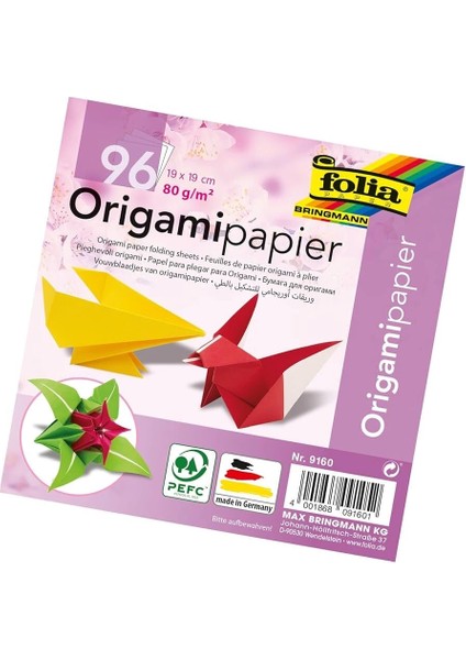 Origami Kağıdı 19X19 Cm. 12 Renk 96 Yaprak