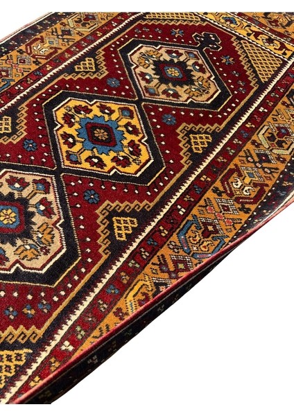 El Dokuma Göbekli Sıfır Yahyalı Halısı 89X167 Kök Boya %100 Yün Halı Kırmızı fırsatları