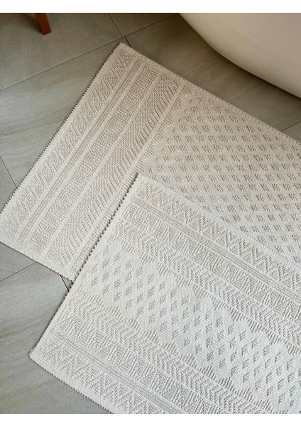 Tapis Doğal Pamuklu 2'li Banyo Paspas Seti 60X100 50X60 - Taş modelleri