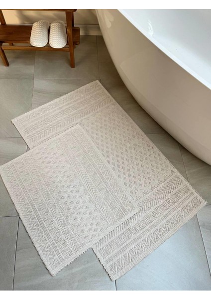 Tapis Doğal Pamuklu 2'li Banyo Paspas Seti 60X100 50X60 - Taş fırsatları