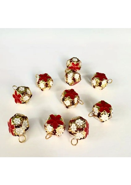 Çiçekli Kulplu Çan, Hayvan Tasma Zili, Amigurumi Zili, Kına Gecesi Tef Yapımı Zili 20 Adet Kırmızı fiyatları