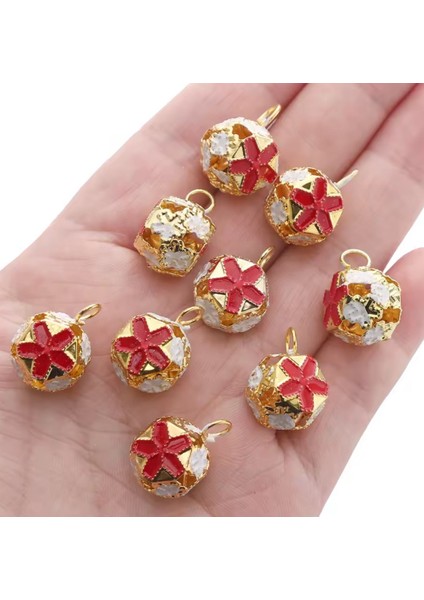 Çiçekli Kulplu Çan, Hayvan Tasma Zili, Amigurumi Zili, Kına Gecesi Tef Yapımı Zili 20 Adet Kırmızı modelleri