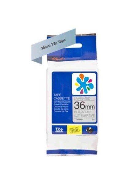 TZE-M961 Gümüş Üzerine Siyah Muadil Etiket Şeridi