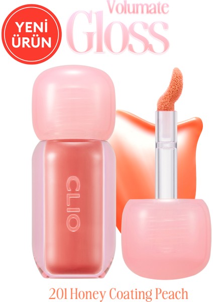 Pigmentli, Parlak Bitişli Dolgunlaştırıcı Lip Gloss Clıo Volumate Gloss 201 Honey Coating Peach