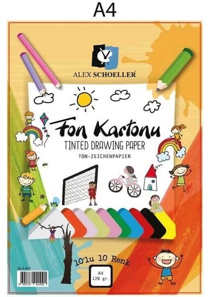 Fon Kartonu 120 Gr. A4 10 Renk Karışık Poşetli