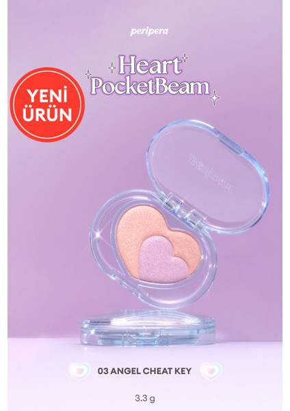 Iki Renkli, Kalp Tasarımlı, Yoğun Işıltılı Highlighter Perıpera Heart Pocketbeam (03 Angel Cheat Key
