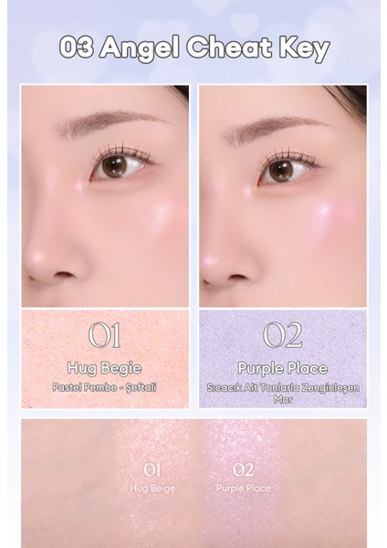 Iki Renkli, Kalp Tasarımlı, Yoğun Işıltılı Highlighter Perıpera Heart Pocketbeam (03 Angel Cheat Key fiyatları