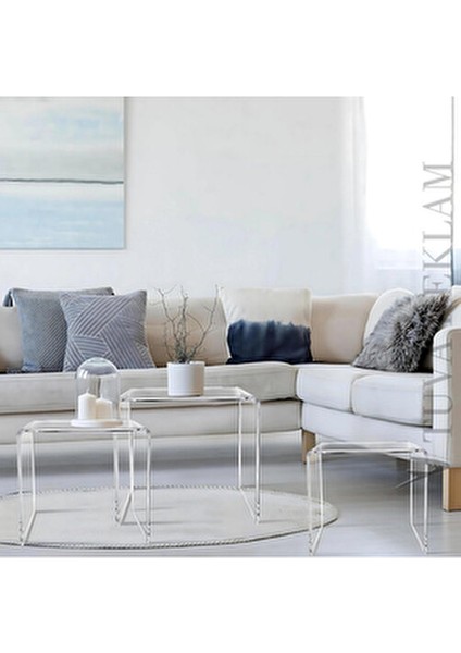 Şeffaf Pleksi Zigon Sehpa Takımı 3'lü Set Modern Tasarım ve Fonksiyonel Kullanım için İdeal fiyatları