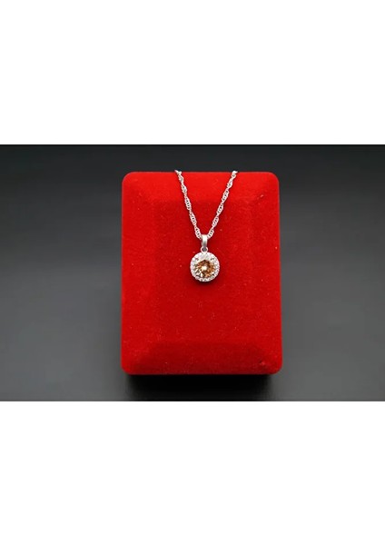 925 Ayar Gümüş Sitrin Taşlı Kadın Kolye SK00047