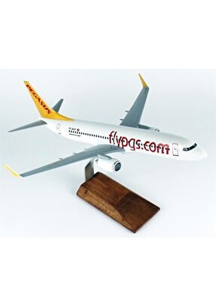 1/100 Ölçek, Pegasus B737-800 Yolcu Uçağı, Sergilemeye Hazır Ahşap Standlı Model