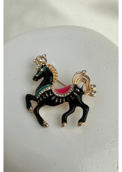 Taş Detay Işıltılı Renkli Mineli Atlı Karınca Broş (4cm)