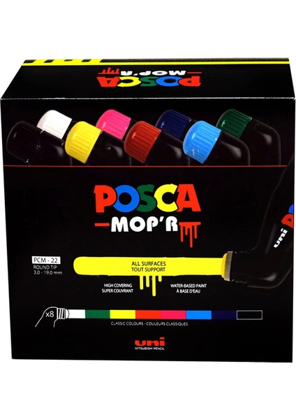 Posca Mop'r Pcm-22 Boyama Markörü Seti 3-19 Mm. 8 Renk