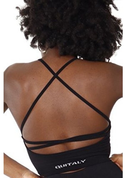 Virtus Çapraz Askılı Pedli Seamless/dikişsiz Büstiyer Siyah