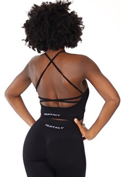 Virtus Çapraz Askılı Pedli Seamless/dikişsiz Büstiyer Siyah modelleri