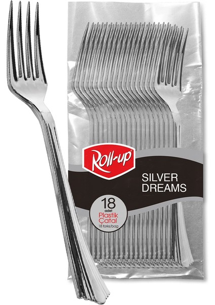 Metal Görünümlü Plastik Çatal 18LI