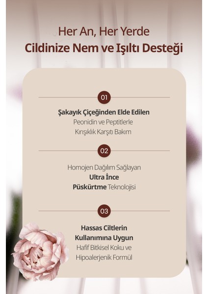 Peptit Içerikli, Yaşlanma Karşıtı Mist Goodal Peony Peptide Volume Mist Essence fiyatları