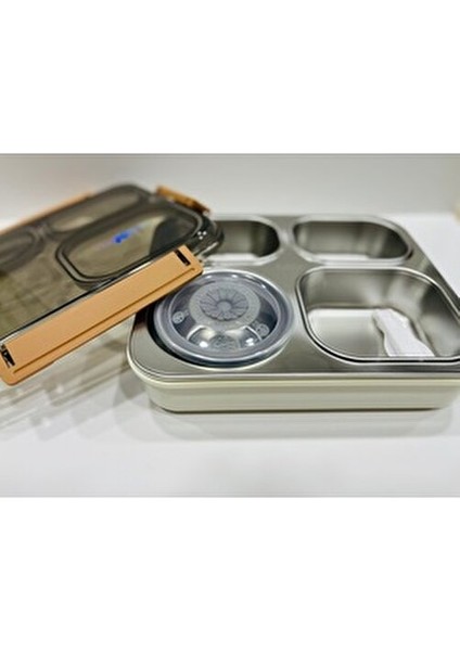 Bento Paslanmaz Çelik Tek Kat 4 Bölmeli (Sos Kaseli) 1200ML Beslenme Kutusu Sefer Tası fırsatları