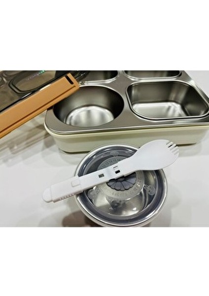 Bento Paslanmaz Çelik Tek Kat 4 Bölmeli (Sos Kaseli) 1200ML Beslenme Kutusu Sefer Tası indirimleri