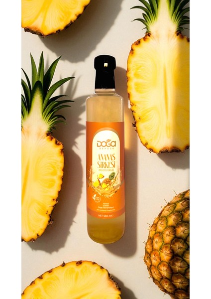 Doğal Fermente Ananas Sirkesi - %100 KATKISIZ,500ML Cam Şişe