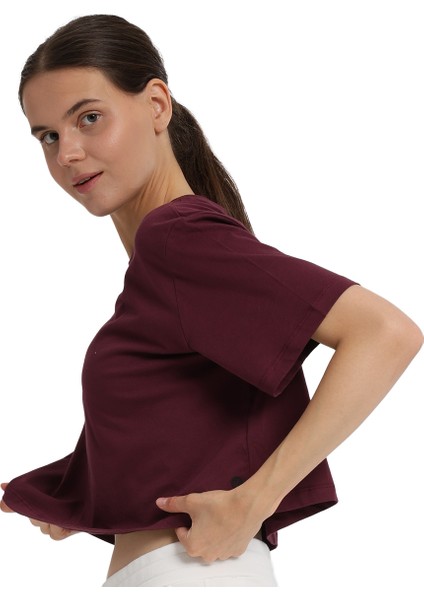 Sedona Cropped Kadın Bordo Günlük Stil T-Shirt 25KK1034-BRD fırsatları