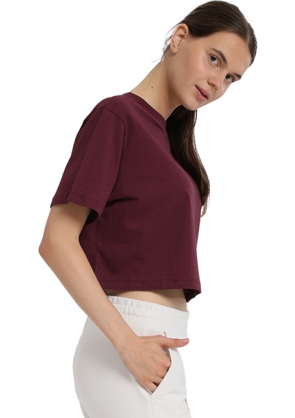 Sedona Cropped Kadın Bordo Günlük Stil T-Shirt 25KK1034-BRD indirimleri