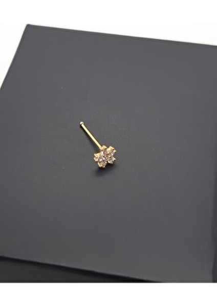 925 Ayar Gümüş Altın Kaplama Parlak Zirkon Taşlı ''yıldız'' Hızma