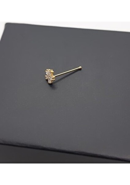 925 Ayar Gümüş Altın Kaplama Parlak Zirkon Taşlı ''yıldız'' Hızma