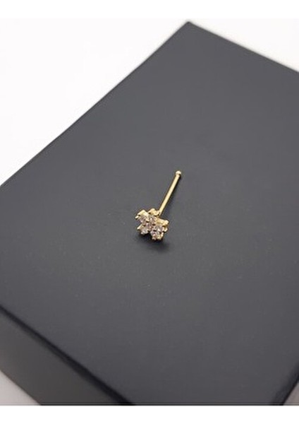 925 Ayar Gümüş Altın Kaplama Parlak Zirkon Taşlı ''yıldız'' Hızma