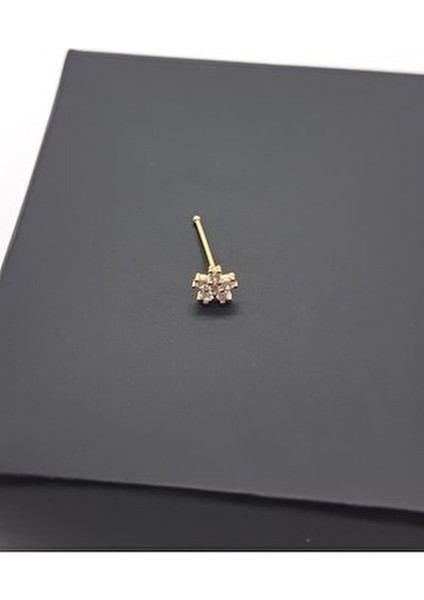 925 Ayar Gümüş Altın Kaplama Parlak Zirkon Taşlı ''yıldız'' Hızma