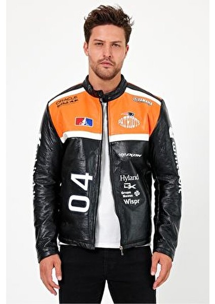 Erkek Oversize Puf Deri Yarışçı Ceket Kolej Mont Baskılı Fermuarlı Bomber Mont modelleri