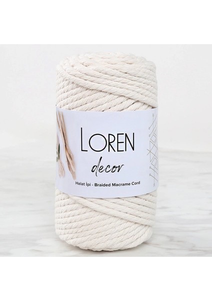 Loren Decor 3 Büküm Makrome Ipi Krem- L002