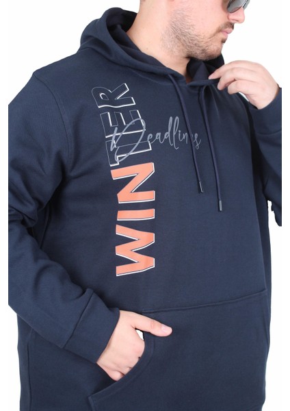 Mocgrande Büyük Beden Kapüşonlu Sweat Double Face Winter 25700 Lacıvert fiyatları