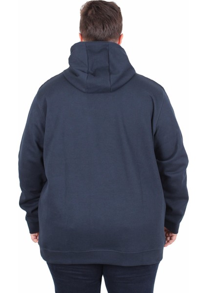 Mocgrande Büyük Beden Kapüşonlu Sweat Double Face Winter 25700 Lacıvert modelleri