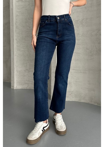 Lacivert Boy Fit Kesik Paça Jean Lacivert / 25