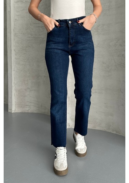 Lacivert Boy Fit Kesik Paça Jean Lacivert / 25