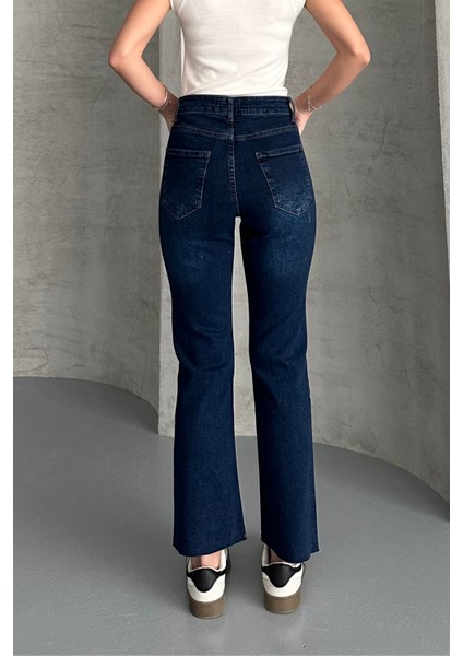 Lacivert Boy Fit Kesik Paça Jean Lacivert / 25