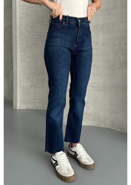 Lacivert Boy Fit Kesik Paça Jean Lacivert / 25