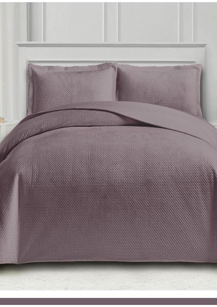 Toskana Tek Kişilik Lüks Kadife Yatak Örtüsü Mürdüm