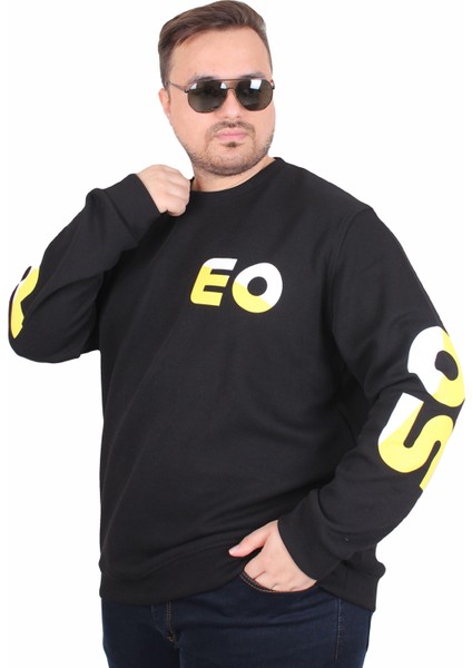 Mocgrande Büyük Beden Bisiklet Yaka Sweat Double Face Pike Eo 25703 Sıyah modelleri