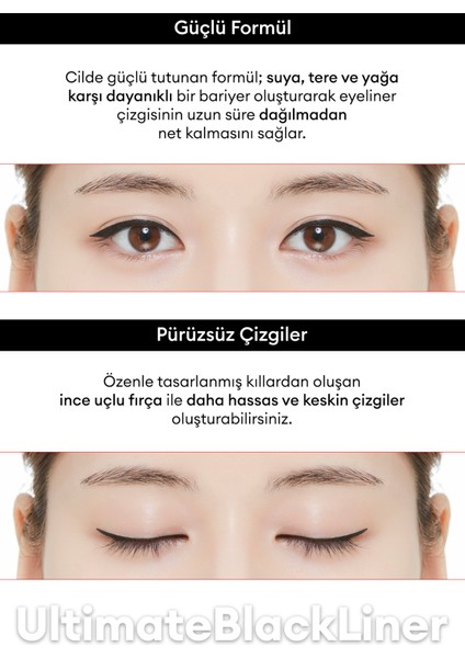 Uzun Süre Kalıcı, Yoğun Pigmentli, Ince Uçlu Likit Eyeliner Mıssha Ultimate Black Liner fırsatları