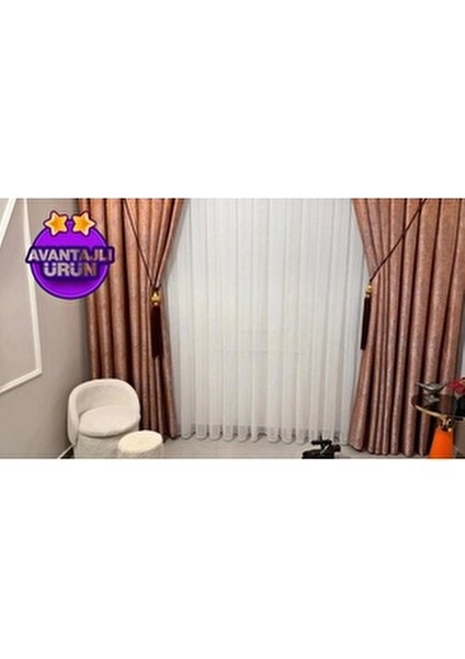 Nivemeshome Mızraklı FIR0914 AR03102 1/3 Sık Pileli Beyaz Tül Perde Apm