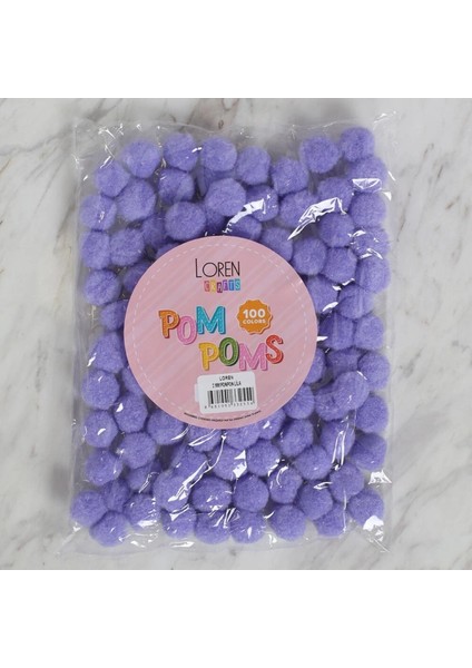 Loren Crafts 2 cm 100 Adet Lila Ponpon