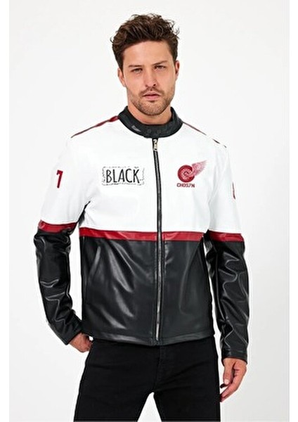 Erkek Oversize Motorcu Mont Şeritli Garnili Kolej Mont Yarışçı Erkek Ceket fiyatları