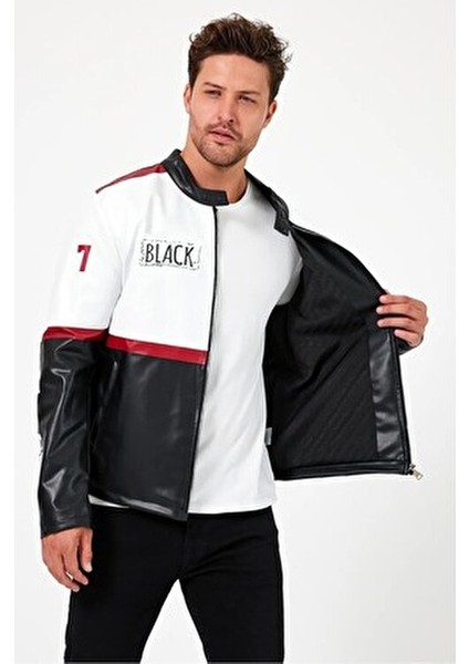 Erkek Oversize Motorcu Mont Şeritli Garnili Kolej Mont Yarışçı Erkek Ceket modelleri